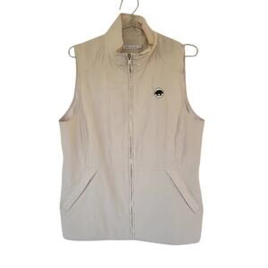 Peter Millar Quilted Puffer Vest Beige Zip Front Lightweight Womens Size Large